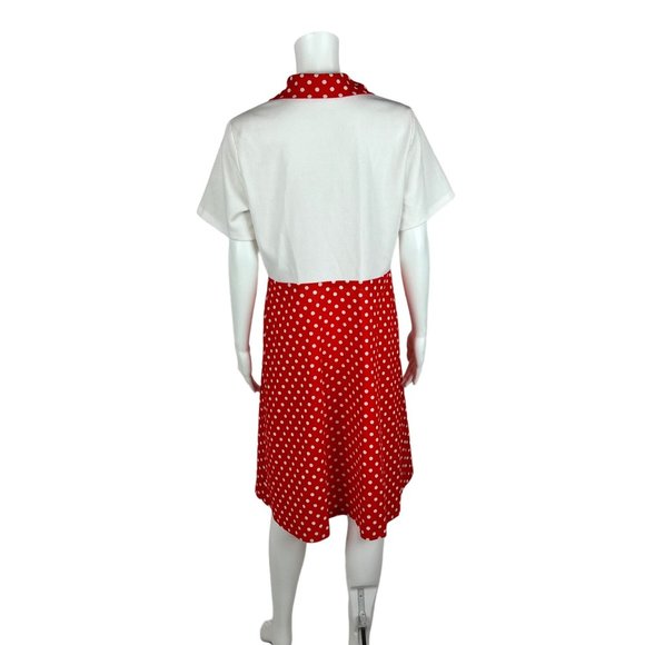 Vintage 70s Polka Dot Dress Women's Large Red White Front Zip Up Mini Minnie Bab - Picture 9 of 11